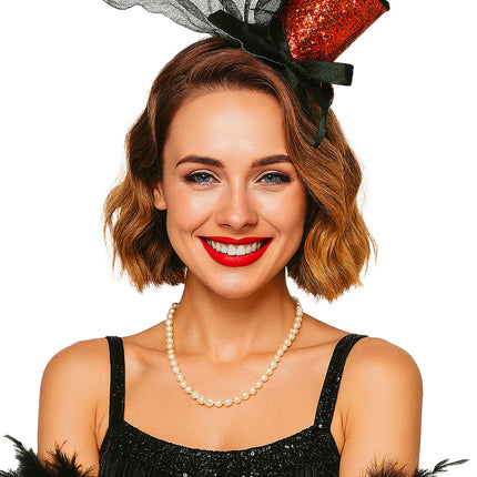 Cappello a Secchiello Rosso Nero Glitter