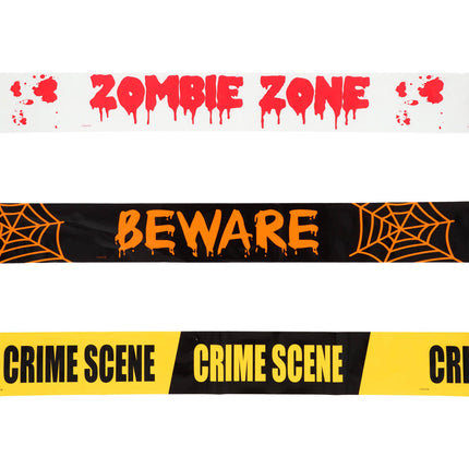 Nastri segnaletici Scena del crimine - Attenzione - Zona zombie - 3 pezzi