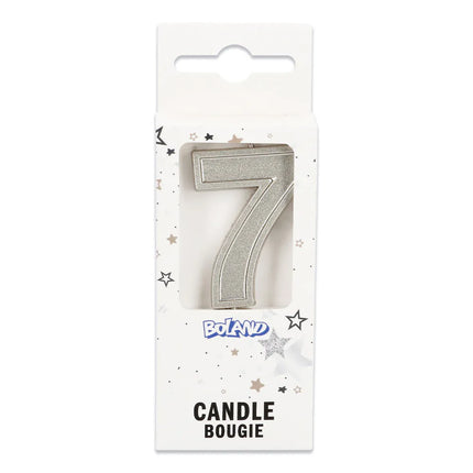 Candela Elegant '7' argento su stecchino (3 x 4,2 x 0,7 cm)