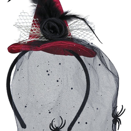 Cappello da strega con cerchietto rosso per Halloween
