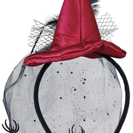 Cappello da strega con cerchietto rosso per Halloween