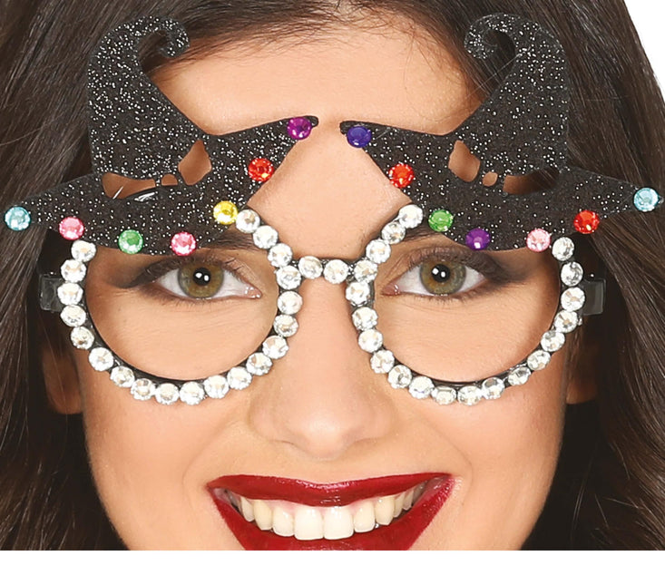 Occhiali di Halloween Cappello da Strega Glitter