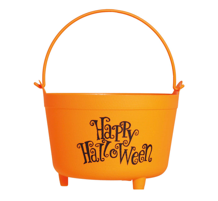 Secchiello per caramelle di Halloween arancione Happy Halloween 30 cm