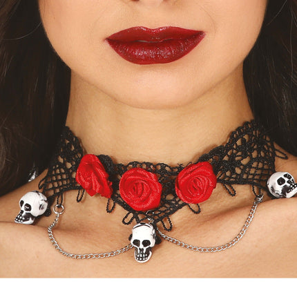 Collana Halloween Testa di Morte Rose