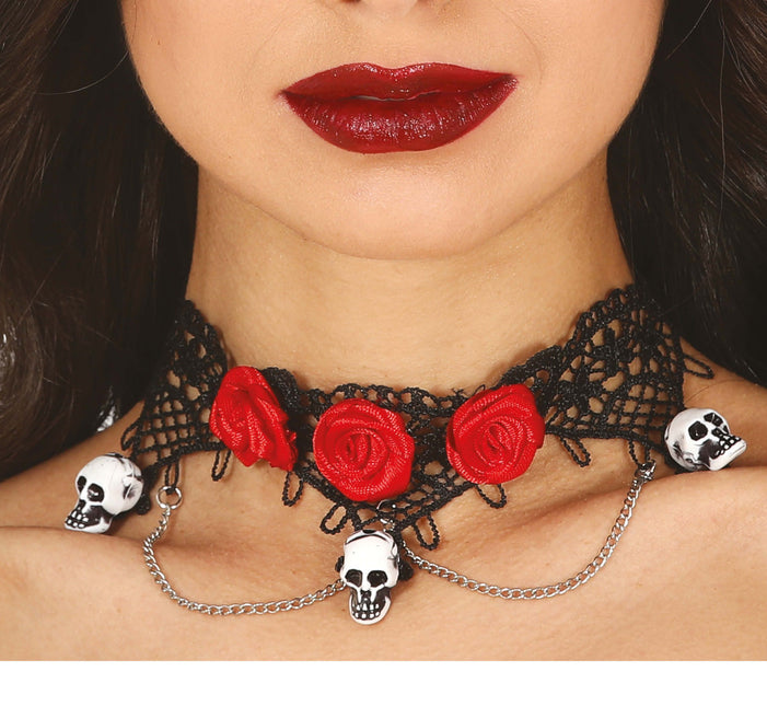 Collana Halloween Testa di Morte Rose