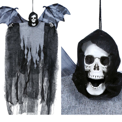 Decorazione di Halloween appesa Scheletro con ali 60 cm