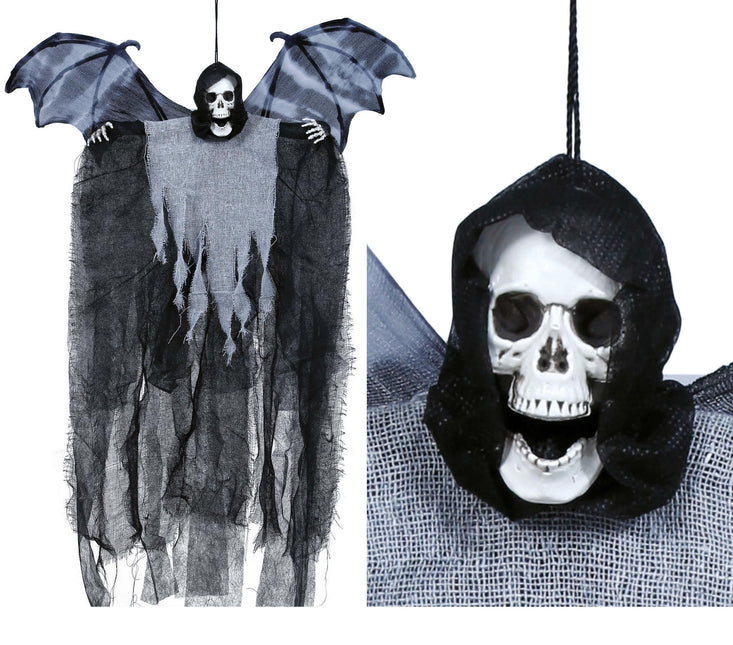 Decorazione di Halloween appesa Scheletro con ali 60 cm