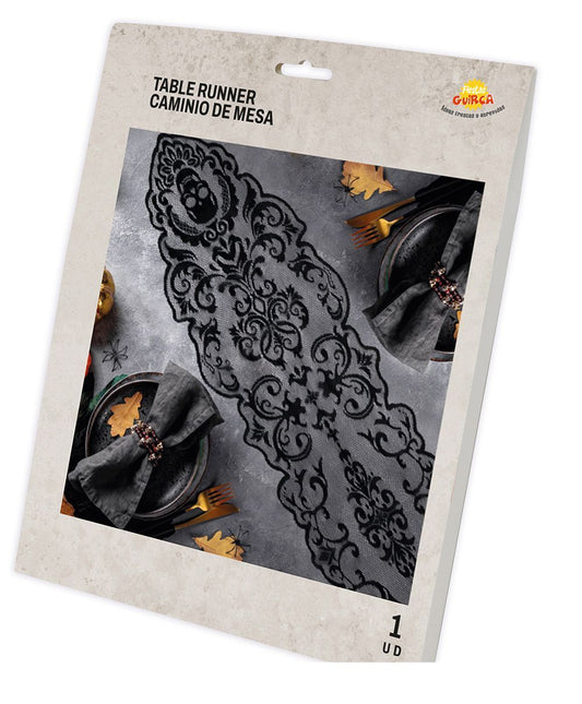 Tovaglia di Halloween nera in pizzo 180cm