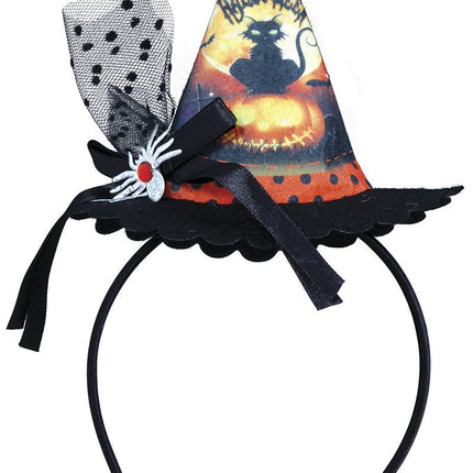 Cerchietto Halloween Mini Cappello Strega Gatto