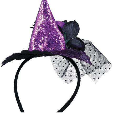 Cerchietto viola per capelli di Halloween Mini Cappello da Strega