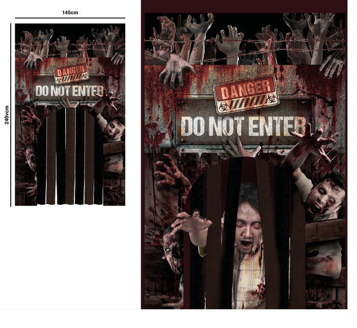 Tenda per porta di Halloween Non entrare 2,45 m