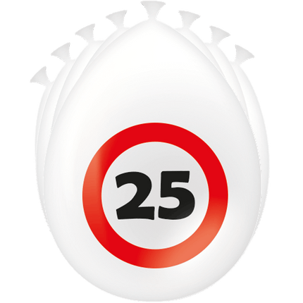25 Jaar Ballonnen Verkeersbord 30cm - Partywinkel - 8716764235177
