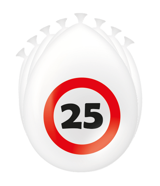 25 Jaar Ballonnen Verkeersbord 30cm - Partywinkel - 8716764235177