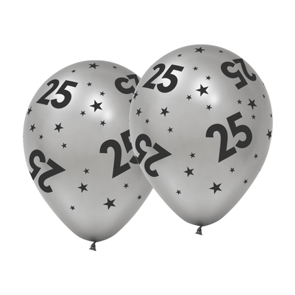 25 Jaar Ballonnen Zilver 31cm 6st van WeFiesta koop je bij Partywinkel