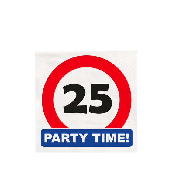 25 Jaar Servetten Verkeersbord 10,5cm 16st van Paper Dreams koop je bij Partywinkel