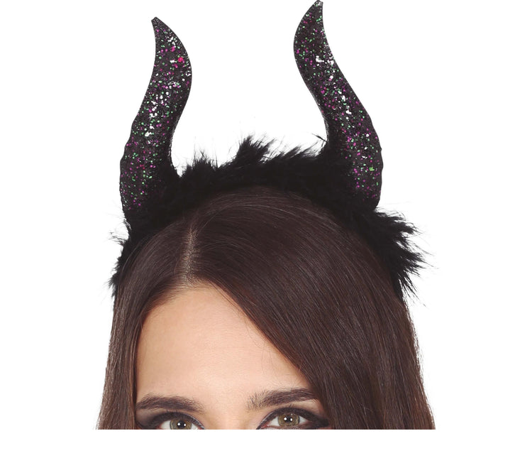 Tiara di Halloween con corna glitterate