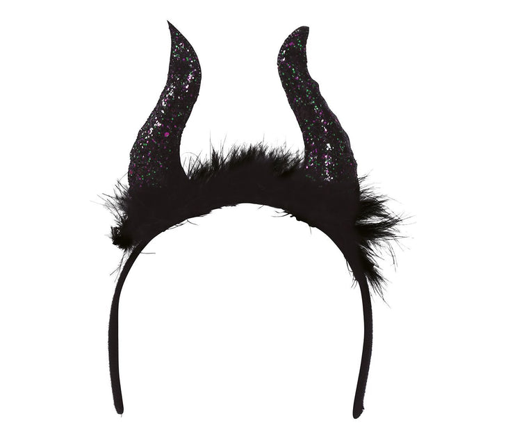 Tiara di Halloween con corna glitterate