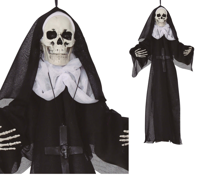 Scheletro di suora appeso di Halloween 50 cm