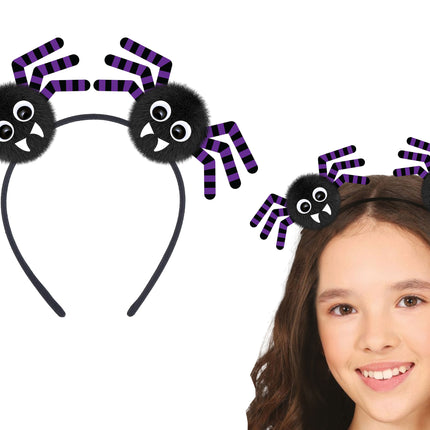 Cerchietto per capelli di Halloween con ragni neri