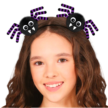Cerchietto per capelli di Halloween con ragni neri