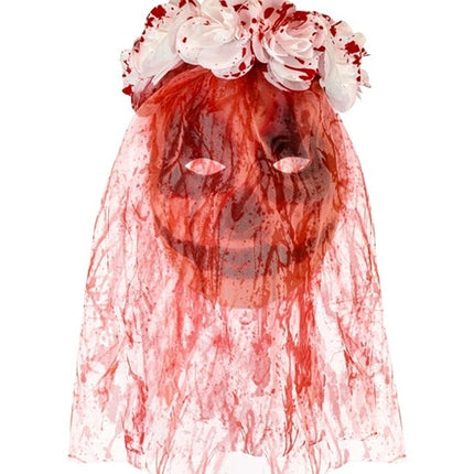 MASCHERA CON FIORE, VELO DA SPOSA INSANGUINATA - TESSUTO