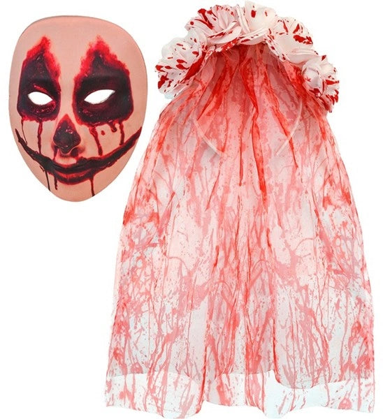 Maschera da sposa insanguinata con velo