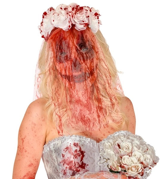 Maschera da sposa insanguinata con velo