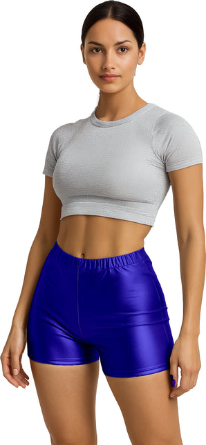 Pantaloncini blu metallizzati