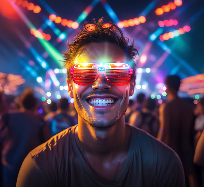 Occhiali rossi con luce