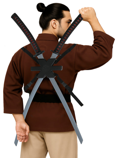 Spada finta nera Samurai 95cm 2 pezzi