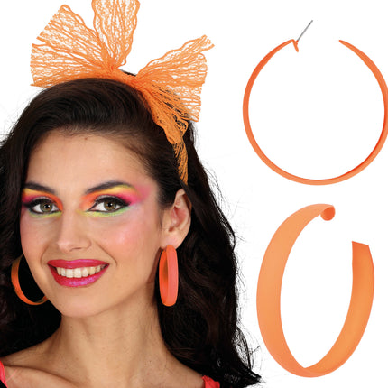 Orecchini a cerchio neon arancione