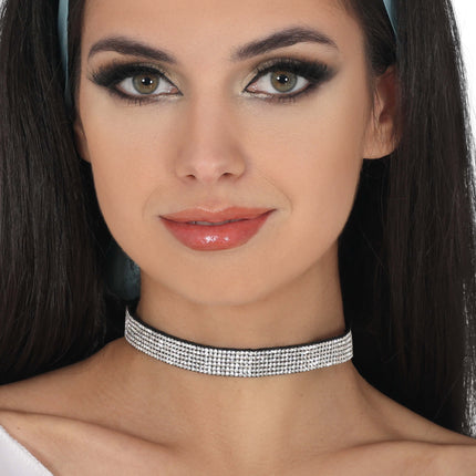 Collana nera d'argento con glitter