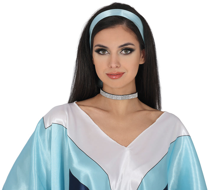 Collana nera d'argento con glitter