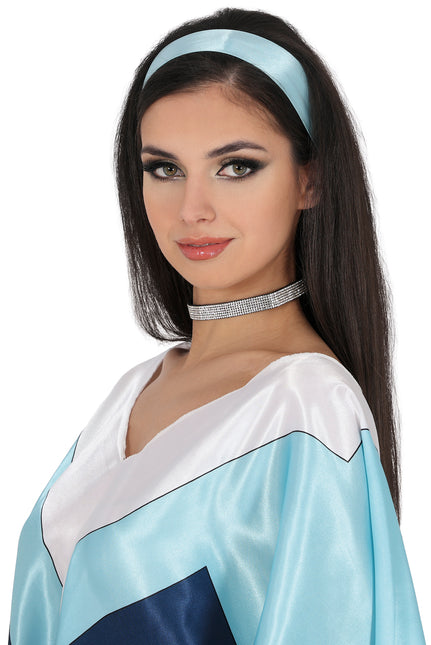Collana nera d'argento con glitter