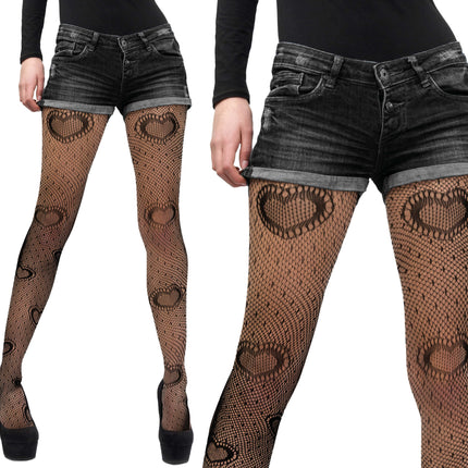 Collant neri con cuori