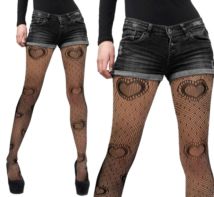 Collant neri con cuori