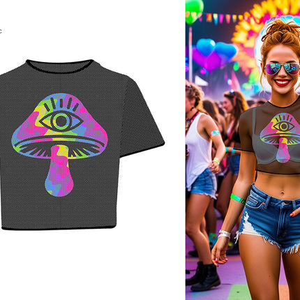 Maglietta a rete con funghi