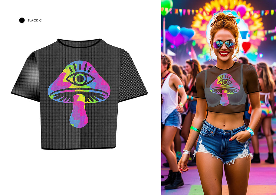 Maglietta a rete con funghi