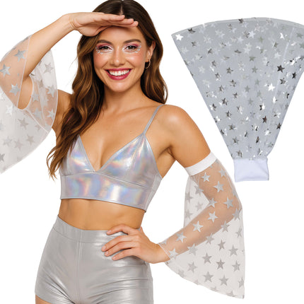 Manicotti a farfalla Disco 70S Stelle d'argento