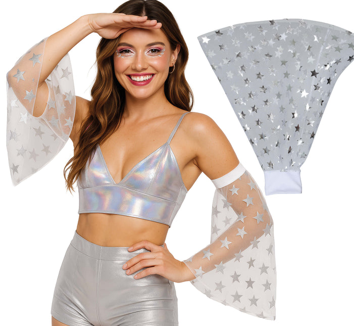 Manicotti a farfalla Disco 70S Stelle d'argento