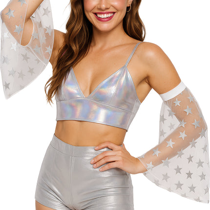 Manicotti a farfalla Disco 70S Stelle d'argento