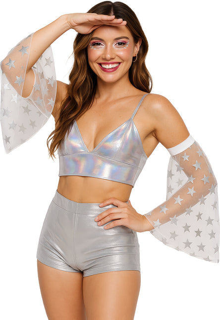 Manicotti a farfalla Disco 70S Stelle d'argento