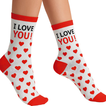 Calzini Cuore Bianco Rosso Adulti