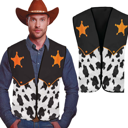 Gilet Sherrif Nero Bianco Cowboy