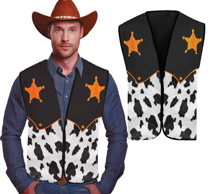 Gilet Sherrif Nero Bianco Cowboy