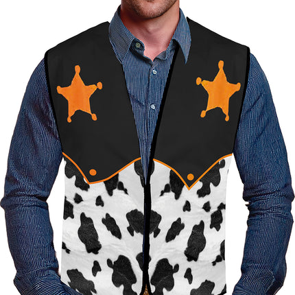 Gilet Sherrif Nero Bianco Cowboy