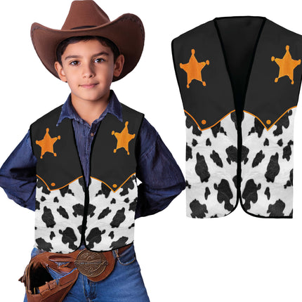 Gilet Sherrif Nero Bianco Bambino Cowboy
