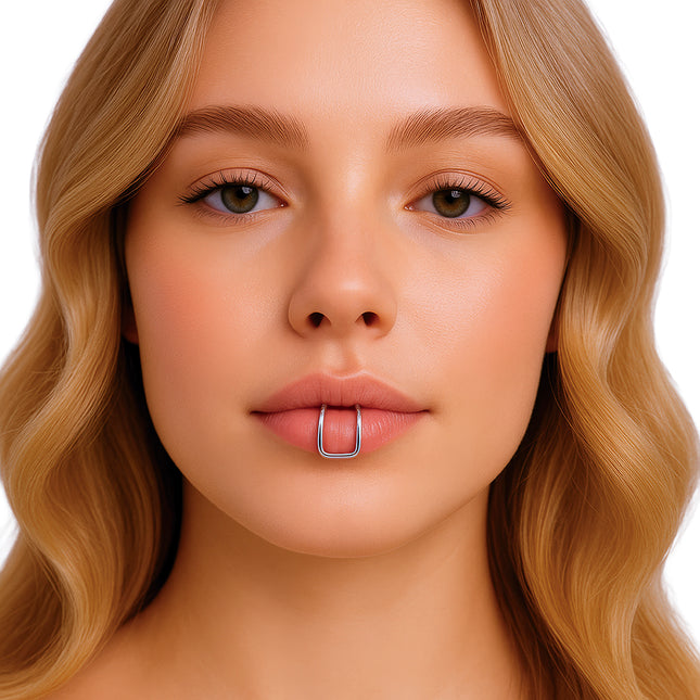 Finto doppio piercing al labbro Argento
