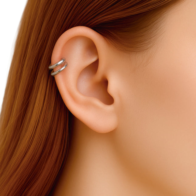 Finto doppio piercing al labbro Argento