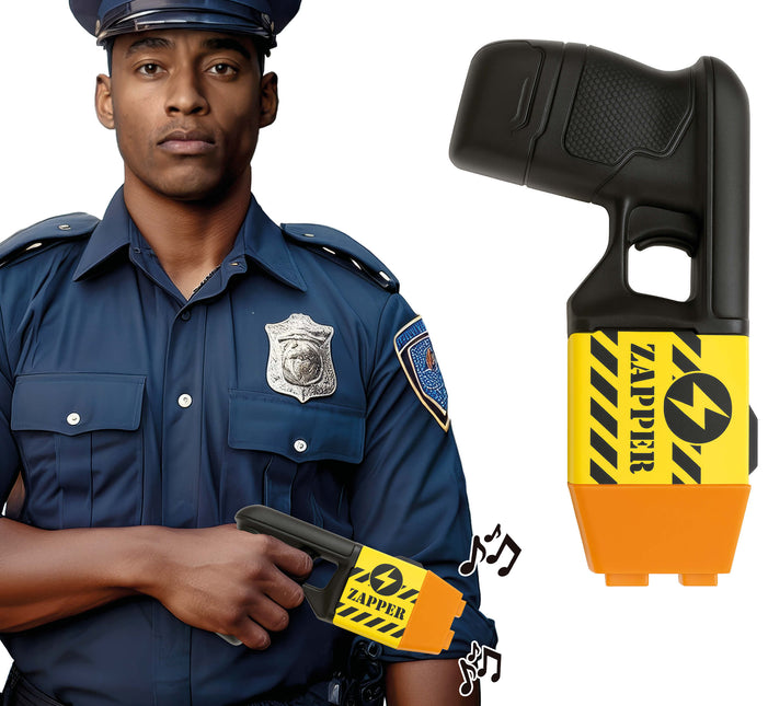 Pistola stordente finta della polizia, nera e gialla